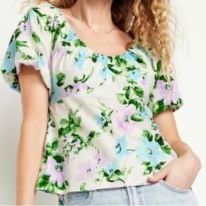 Old Navy Floral Corset Top with Puffy Sleeves, size Medium